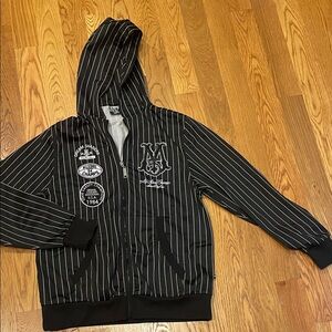 Rare Mecca USA 1984 All-Stars Black & White Striped Hoodie kids Lg (fit men S) F